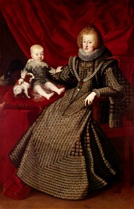 Anonymous - Infantin Maria Anna (1606-1646), Kaiserin, in ganzer Figur mit ihrem erstgeborenen Sohn Ferdinand (1633-1654) - GG 3113 - Kunsthistorisches Museum