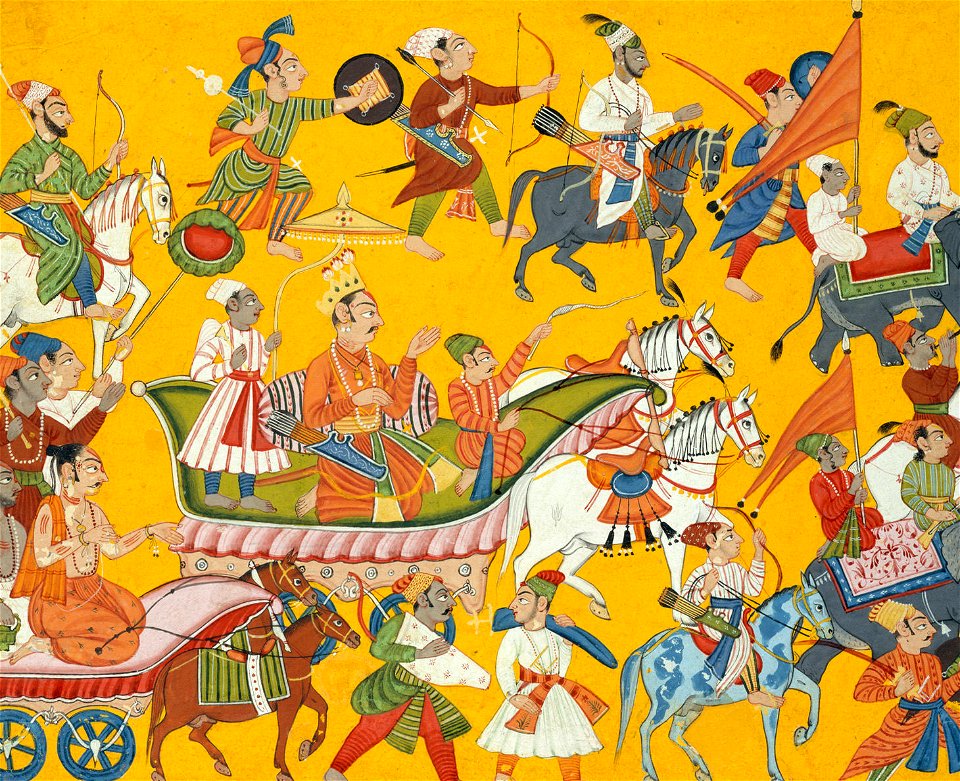 Anonymous - King Dasaratha and His Retinue Proceed to Rama's Wedding, Folio from the Shangri Ramayana Series (Style II) - 1994.310 - Metropolitan Museum of Art