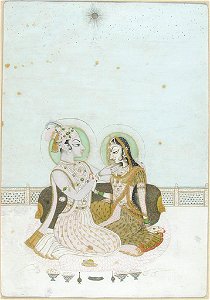 Anonymous - Krishna and Radha, Seated on a Terrace at Night - 1982.64 - Arthur M. Sackler Museum