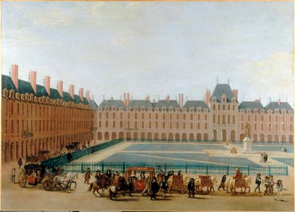 Anonymous - La place Royale, vers 1660 , passage du carrosse du roi - P644 - Musée Carnavalet