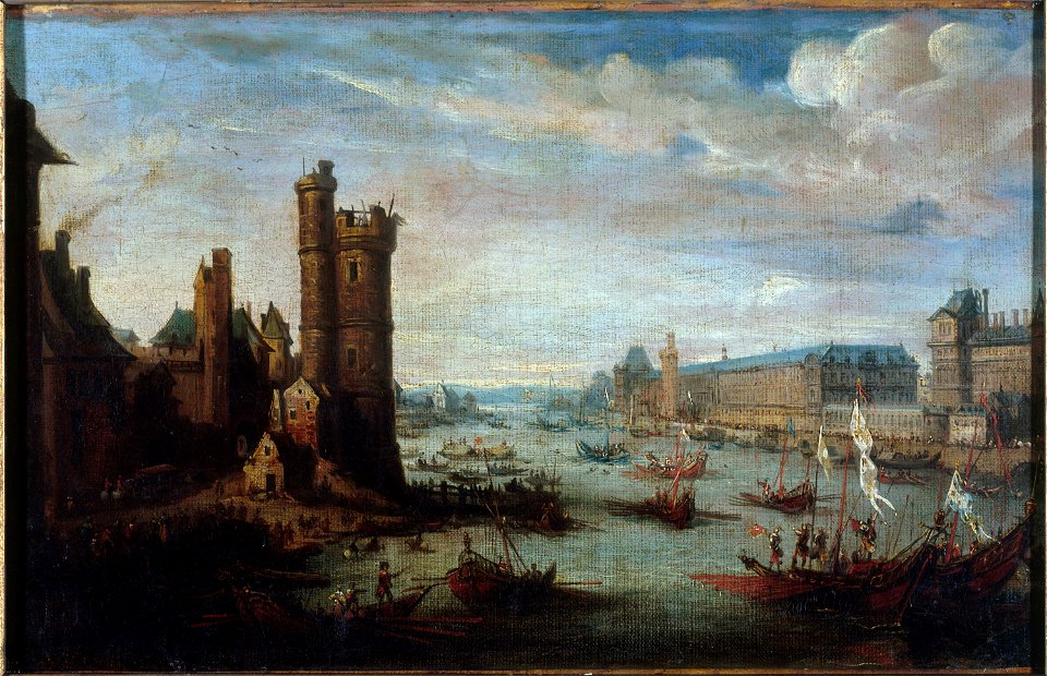 Anonymous - La Tour de Nesle, la Grande Galerie et le Louvre, vus du Pont-Neuf, vers 1630 - P815 - Musée Carnavalet