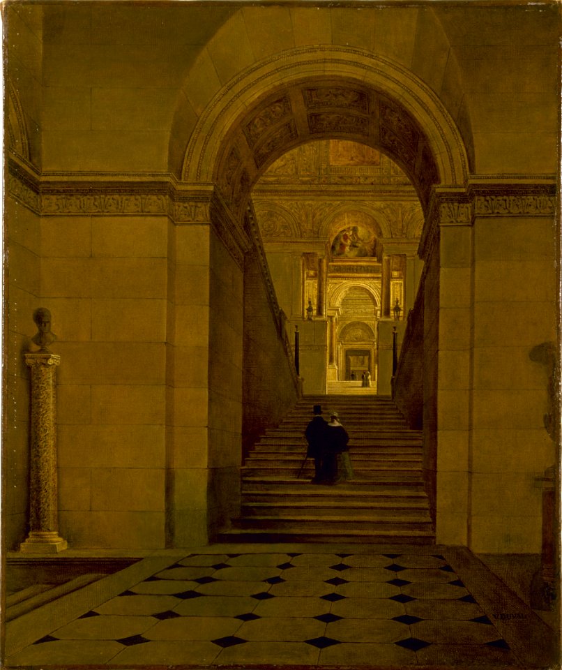 Anonymous - Le grand escalier du Louvre, vers 1840 - P422 - Musée Carnavalet