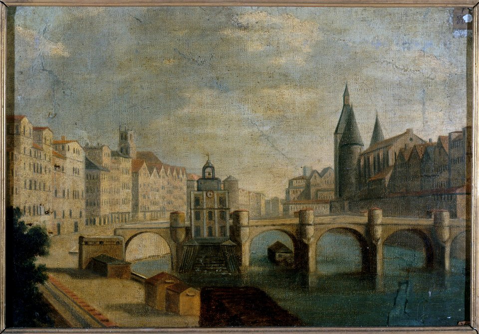 Anonymous - Le Grand Bras du Pont-Neuf et la pompe de la Samaritaine, vers 1800, actuel 1er arrondissement. - P880 - Musée Carnavalet