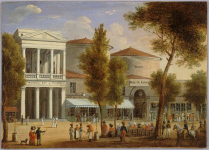 Anonymous - Le théâtre des Variétés et le passage des Panoramas, boulevard Montmartre, vers 1825 - P39 - Musée Carnavalet. Free illustration for personal and commercial use.