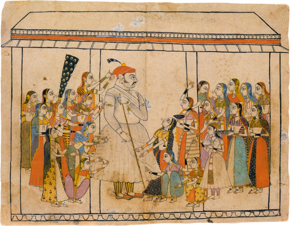 Anonymous - Maharaja Raj Singh Adored by His Ladies - 2002.65a, b - Metropolitan Museum of Art