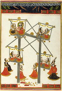 Anonymous - Maharaja Man Singh of Marwar (r. 1803-43) with Ladies on a Charkhi - 1995.130 - Harvard Art Museums