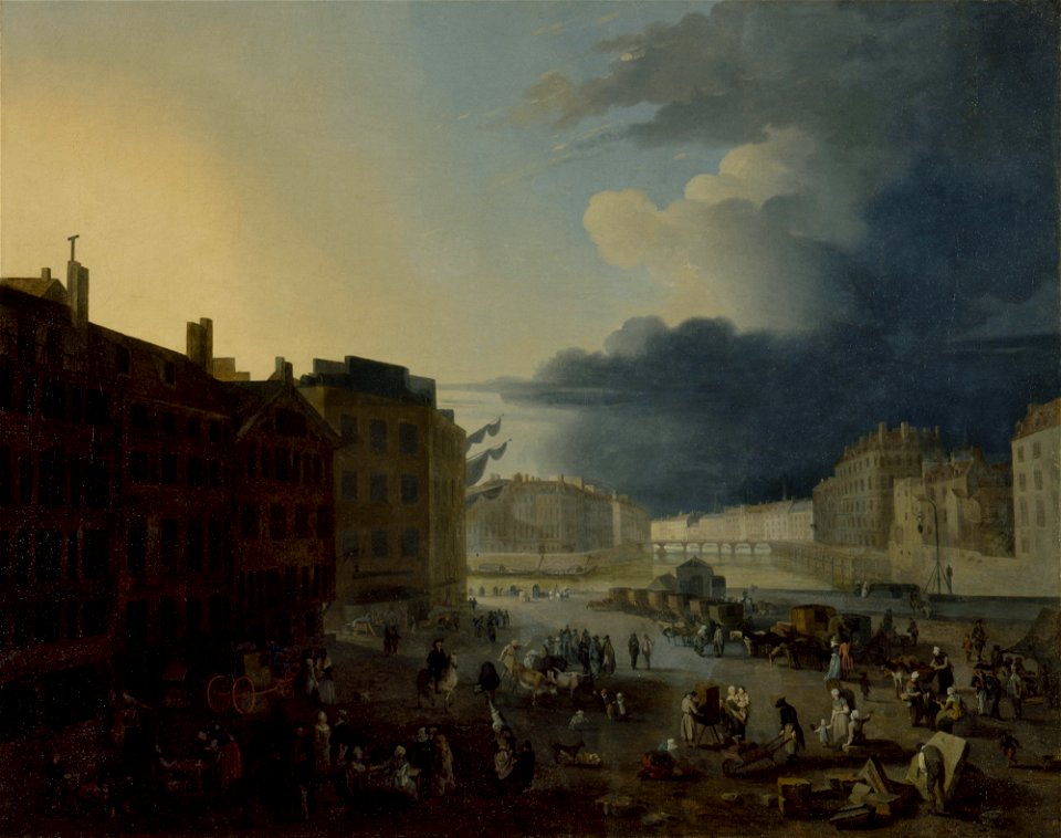 Anonymous - Le pont Rouge et les pointes des îles Saint-Louis et de la Cité, vus du port au blé - P314 - Musée Carnavalet