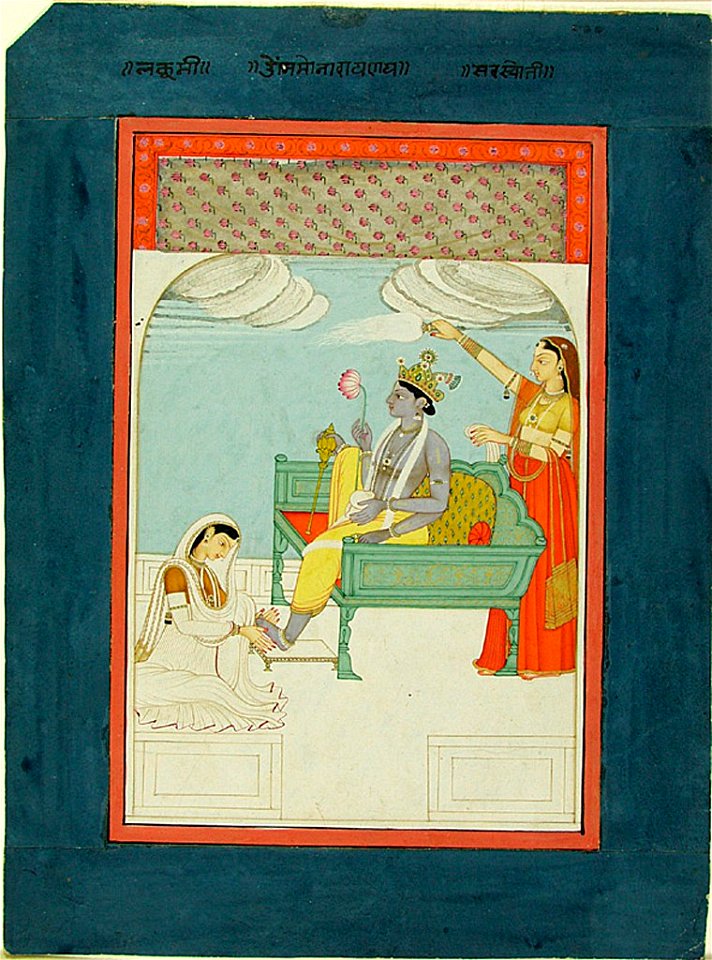Anonymous - Narayana Enthroned with Lakshmi and Sarasvati - 1971.128 - Arthur M. Sackler Museum