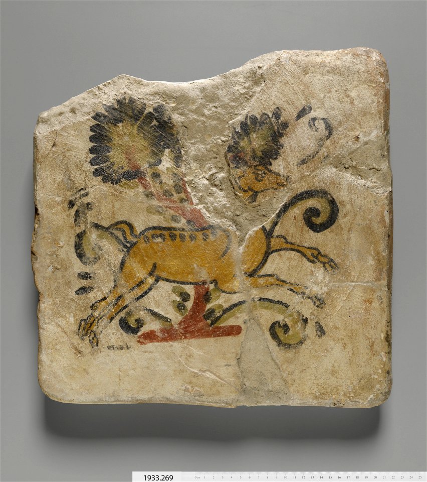 Anonymous - Painted Tile with Romping Animal - 1933.269 - Yale University Art Gallery