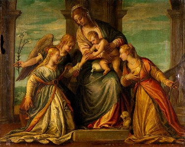 Anonymous - Mystische Vermählung der Hl. Katharina und die Hl. Agnes - GG 1529 - Kunsthistorisches Museum
