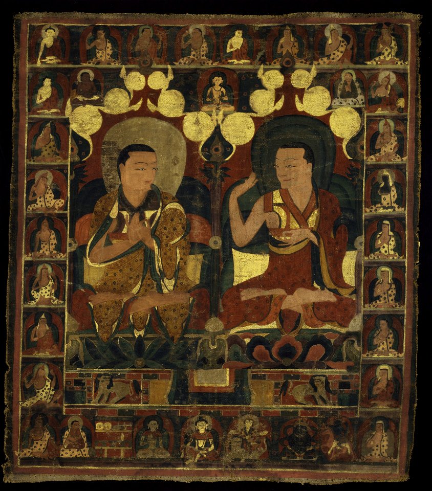 Anonymous - Painted Banner (Thangka) of Lineage Painting of Two Lamas in Debate - 1996.82 - Art Institute of Chicago