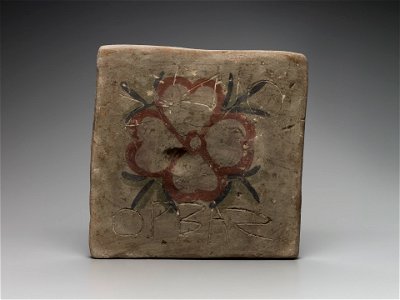 Anonymous - Painted Tile with Four-Petaled Rose - 1933.276 - Yale University Art Gallery