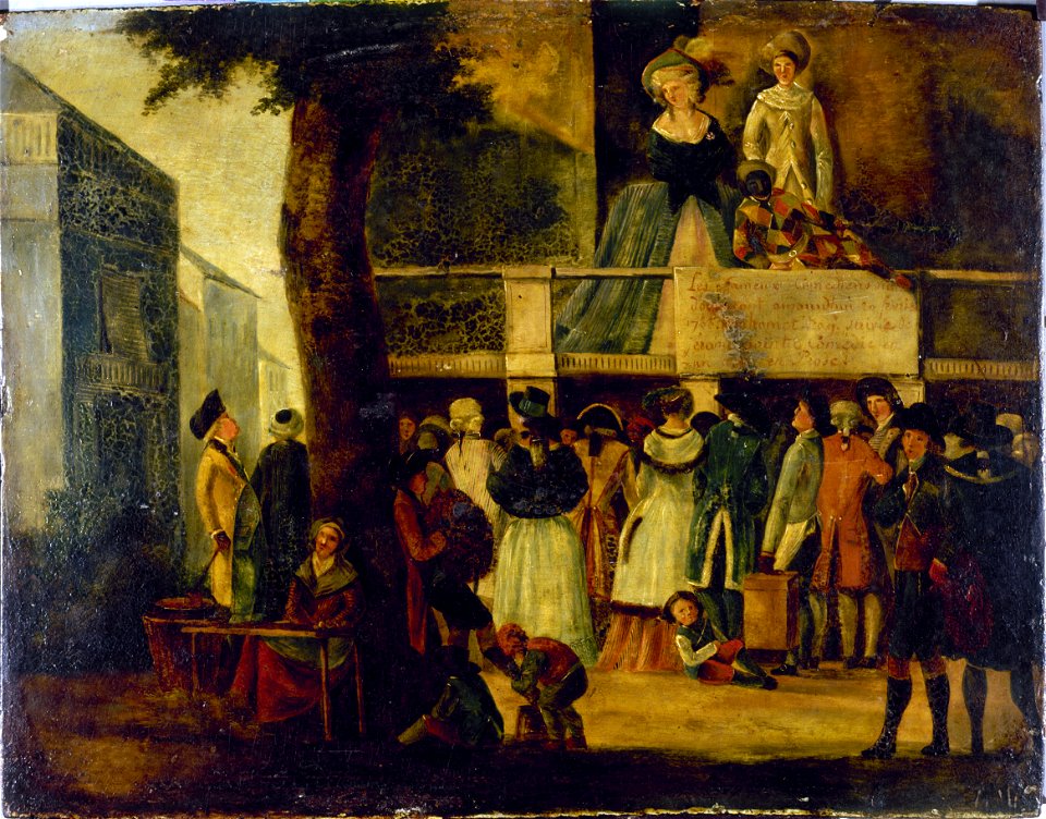 Anonymous - Parade devant un théâtre des boulevards (théâtre des Associés, boulevard du Temple^) - P668 - Musée Carnavalet