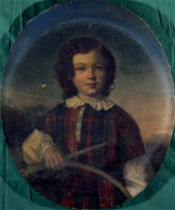 Anonymous - Portrait d'un jeune garçon en costume écossais tenant un cerceau - P2463 - Musée Carnavalet