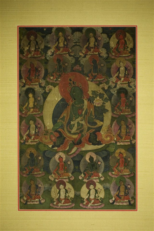Anonymous - Painted Banner (Thangka) of Green Tara Surrounded by Twenty Manifestations - 1986.1314 - Art Institute of Chicago