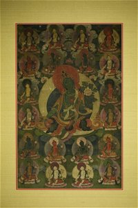 Anonymous - Painted Banner (Thangka) of Green Tara Surrounded by Twenty Manifestations - 1986.1314 - Art Institute of Chicago