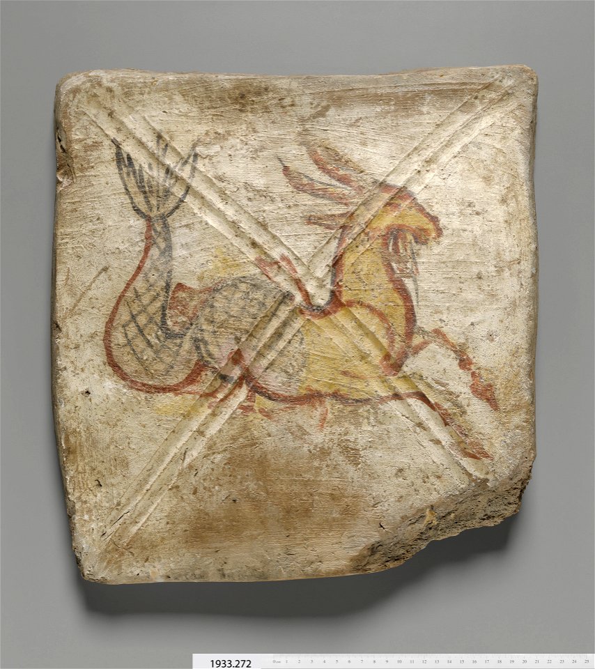 Anonymous - Painted Ceiling Tile with Capricorn - 1933.272 - Yale University Art Gallery