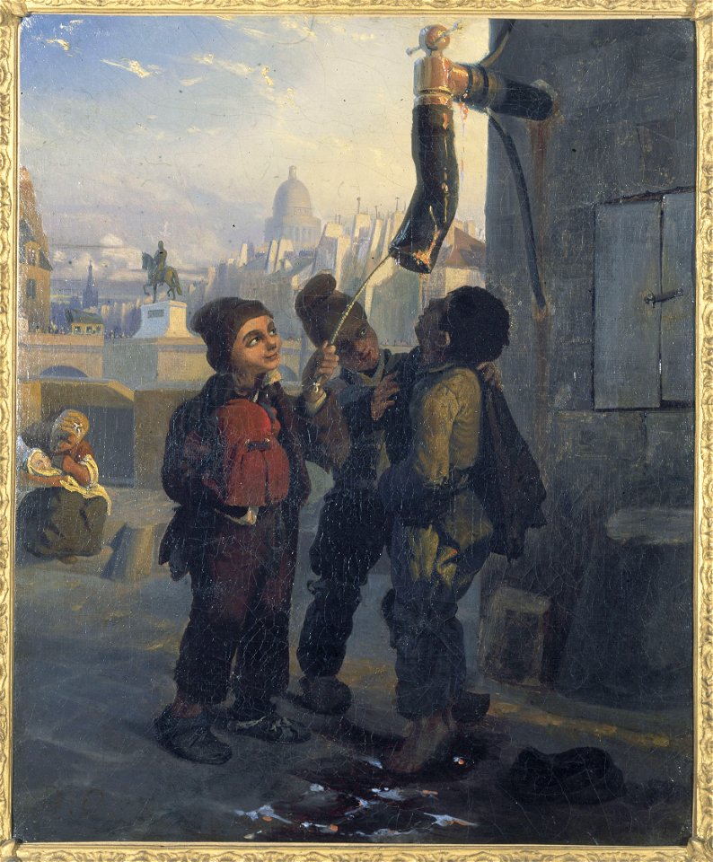 Anonymous - Petits ramoneurs se désaltérant à l'eau d'une pompe, vers 1830 - P1534 - Musée Carnavalet