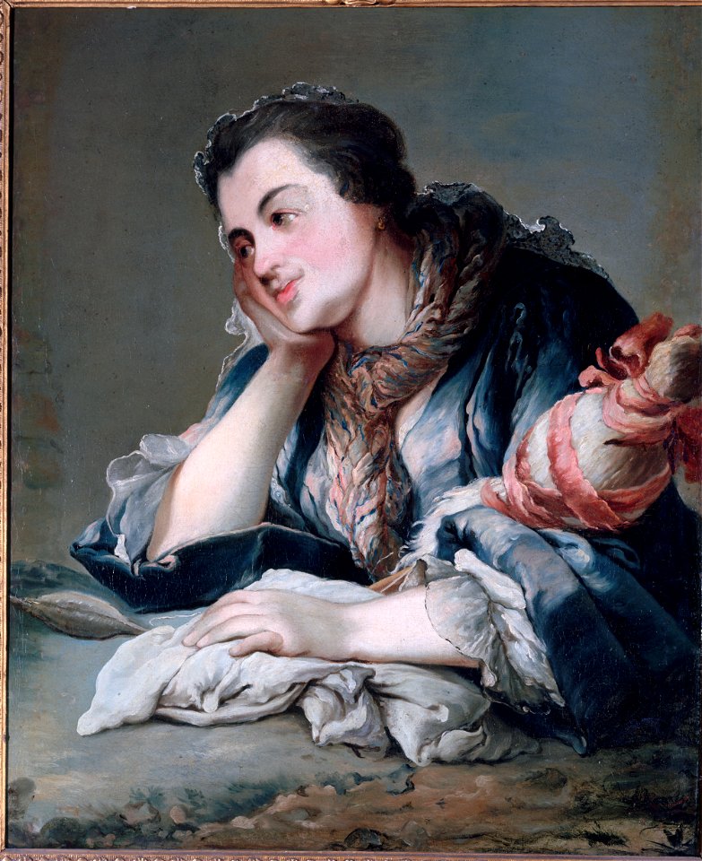 Anonymous - Portrait d'une femme tenant une quenouille (vers 1740). - P687 - Musée Carnavalet