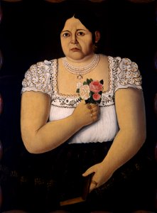 Anonymous - Portrait of a Native Puebla Woman with a Bouquet of Roses - Google Art Project. Free illustration for personal and commercial use.