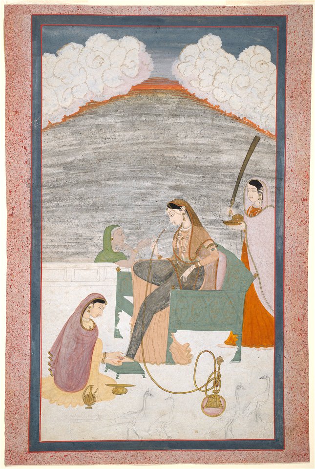 Anonymous - Princess seated on a chair smoking a hookah - 2001.138.45 - Yale University Art Gallery