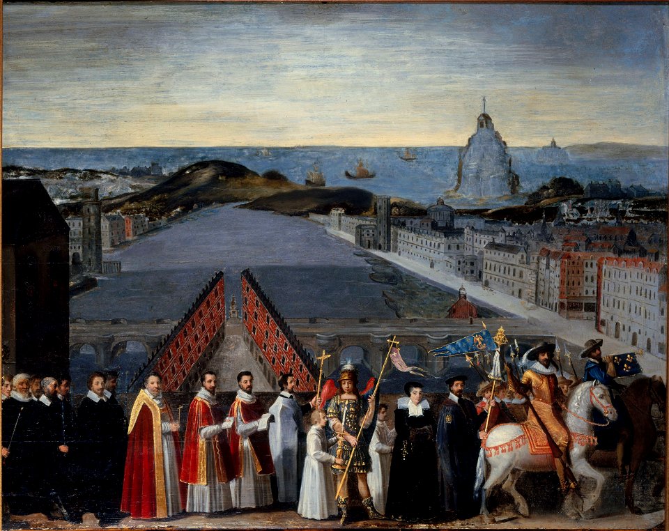 Anonymous - Procession de la confrérie parisienne des pèlerins de Saint-Michel-du-Mont sur le Pont-Neuf - P2369 - Musée Carnavalet