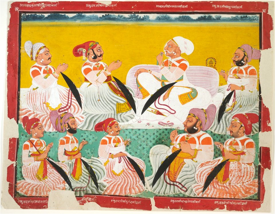 Anonymous - Ravat Jasvant Singh of Devgarh (r. 1737-76) with His Inner Circle of Nobles - 1995.87 - Arthur M. Sackler Museum