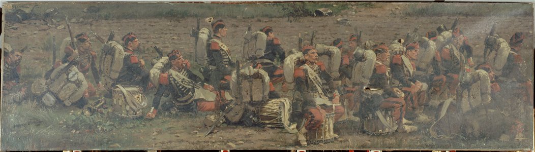 Anonymous - Scène militaire , les tambours du 1er régiment des grenadiers de la Garde (fragment du panorama de Rezonville) - P987 - Musée Carnavalet
