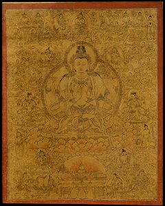 Anonymous - Sadaksari-Lokeshvara Surrounded by Manifestations and Monks - 1985.390.3 - Metropolitan Museum of Art