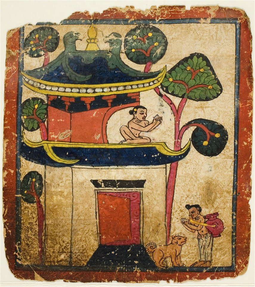Anonymous - Scene from the Story of Buddha Ushnisha, from a Set of Initiation Cards (Tsakali) - 1995.203.1 - Art Institute of Chicago