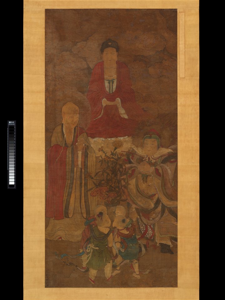 Anonymous - Shakyamuni with luohan, heavenly king, and boys - 13.220.12 - Metropolitan Museum of Art