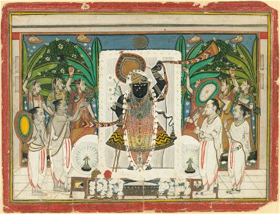 Anonymous - Shrinathji Worshipped at Sharat Purnima (Autumn Full Moon Festival) - 1995.83 - Arthur M. Sackler Museum