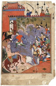 Anonymous - The Battle of Tus from a manuscript of Firdawsi’s Shahnameh - 1951.51.59 - Yale University Art Gallery