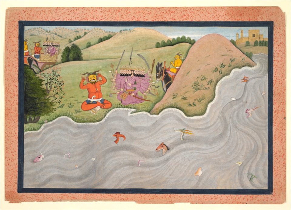 Anonymous - The Demon Marichi Tries to Dissuade Ravana, Illustrated folio from a dispersed Ramayana series - 1985.398.14 - Metropolitan Museum of Art