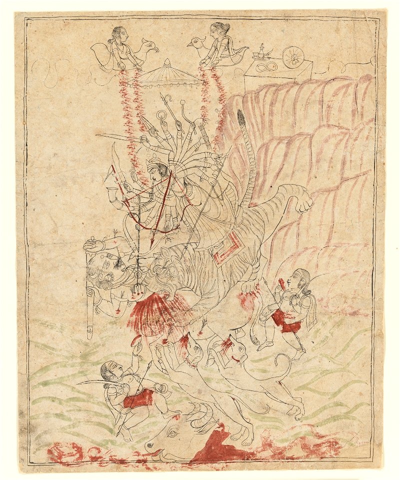 Anonymous - The Goddess Durga Killing the Buffalo Demon, Mahisha (Mahishasura Mardini) - 2008.359.8 - Metropolitan Museum of Art