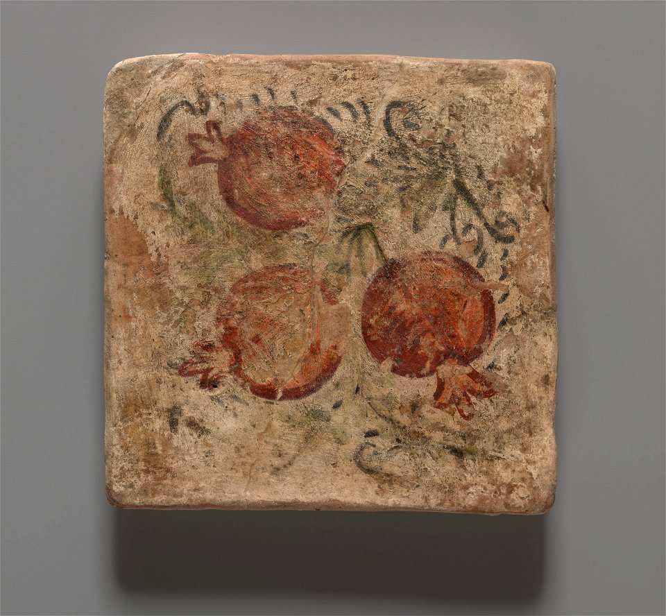 Anonymous - Tile with Three Pomegranates - 1933.278 - Yale University Art Gallery