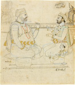 Anonymous - Two Rajput Noblemen with a Child - 1983.633 - Art Institute of Chicago