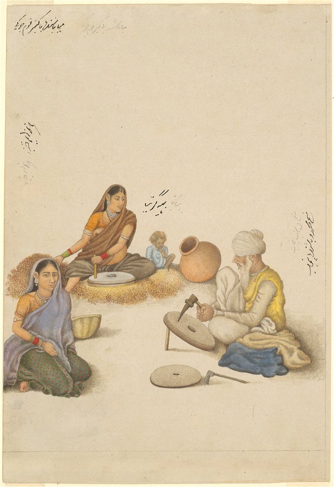 Anonymous - Villagers Grinding Corn, page from the Fraser Album - 1981.248 - Art Institute of Chicago