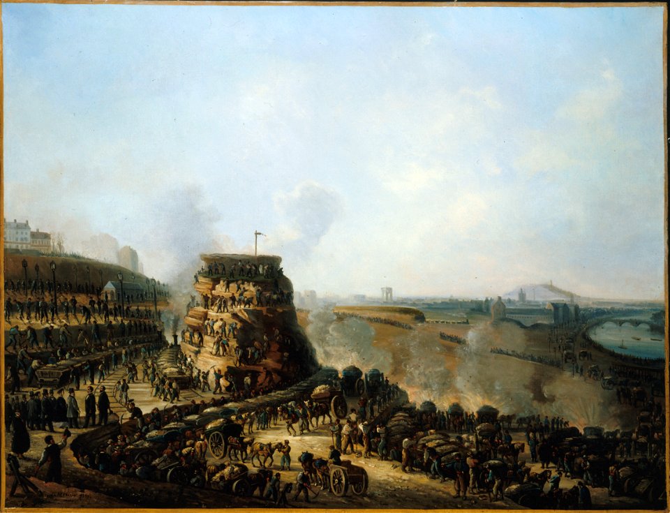 Anonymous - Visite de l'empereur Napoléon III et de l'impératrice Eugénie sur le chantier des travaux d'arasement de la colline de Chaillot - P1971 - Musée Carnavalet