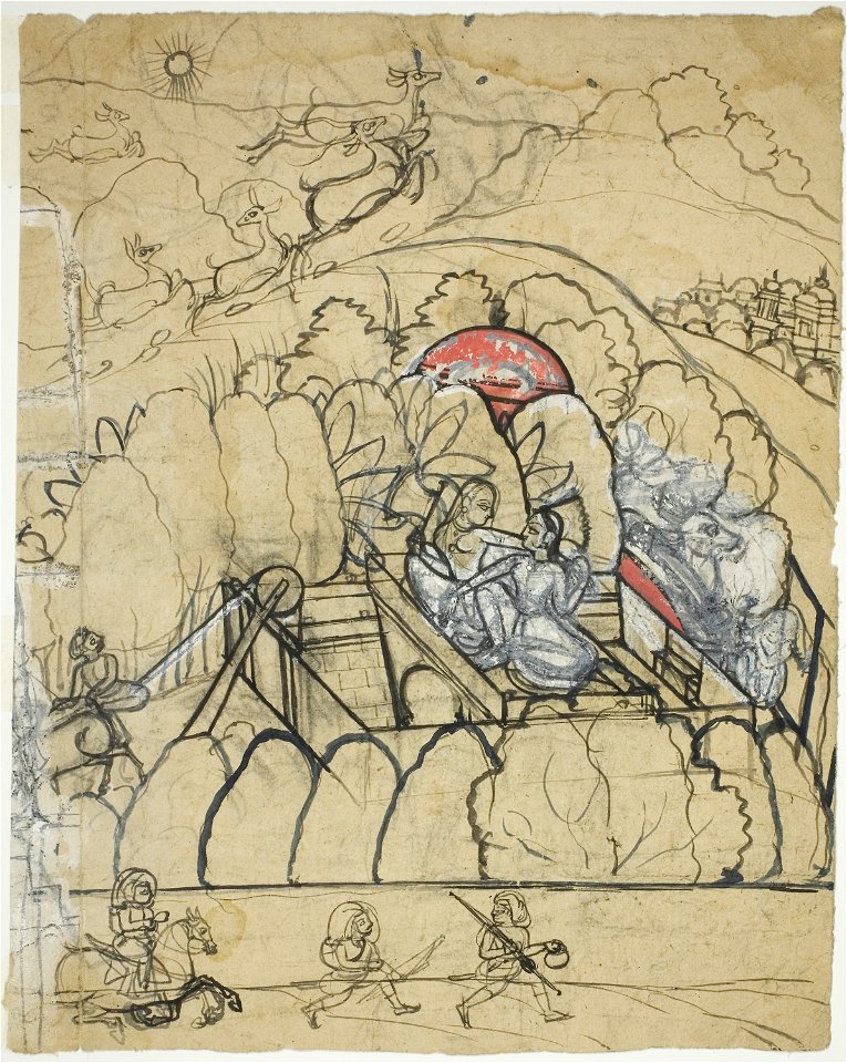 Anonymous - Two Ladies Converse at a Step-Well (Baoli) in a Walled Garden - 1960.749 - Art Institute of Chicago