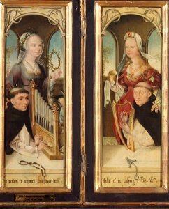 Anonymous - Zwei Flügel eines Altärchens, links ein orgelspielender Dominikanermönch mit weiblicher Heiligen, re - GG 956 - Kunsthistorisches Museum