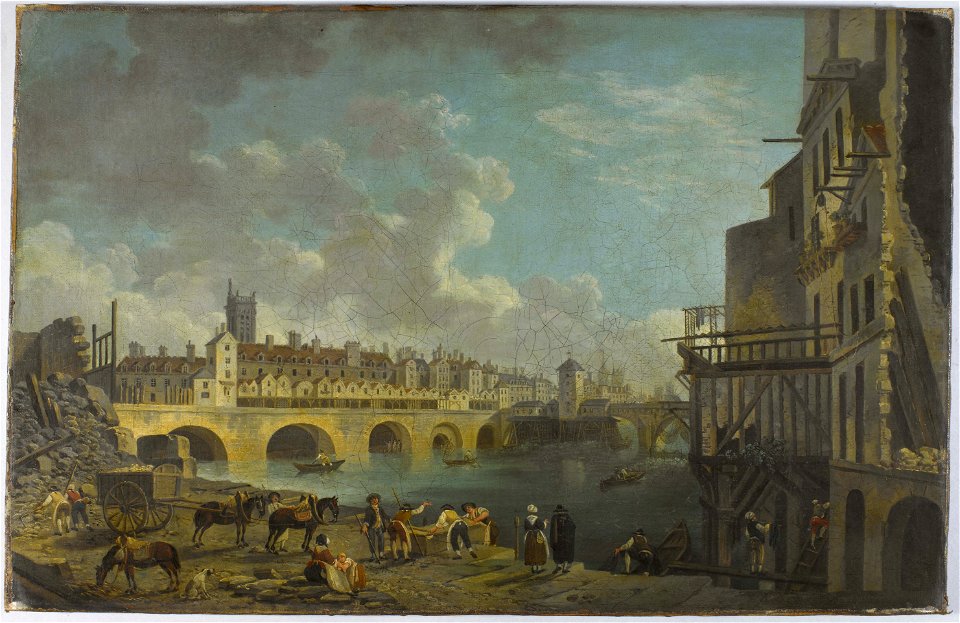 Anonymous - Vue du quai de Gesvres au moment de la démolition des maisons du pont au Change - P2814 - Musée Carnavalet