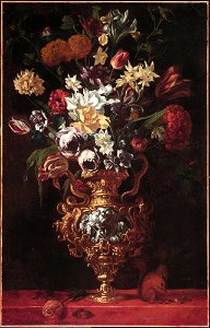 Anonymous Artist - Bouquet of Flowers in a Figured Gold and Silver Vase - 65.328 - Detroit Institute of Arts
