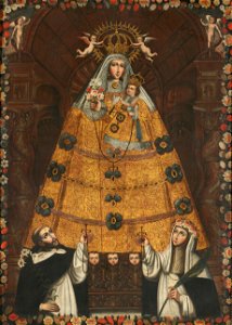 Anonymous Cusco School - Our Lady of the Rosary with Saint Dominic and Saint Rose - Google Art Project. Free illustration for personal and commercial use.