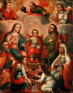 Anonymous Cusco School - The family of Christ Child with the imprisoned soul of Divine Love - Google Art Project. Free illustration for personal and commercial use.