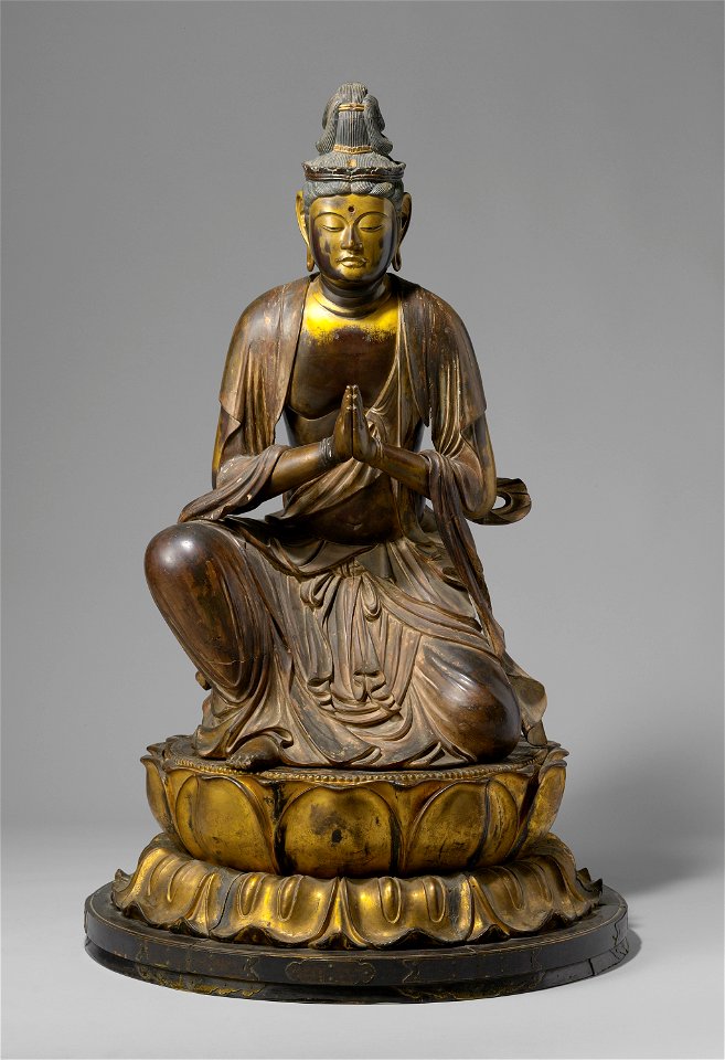 Bodhisattva Seishi, met sokkel-Rijksmuseum AK-MAK-119