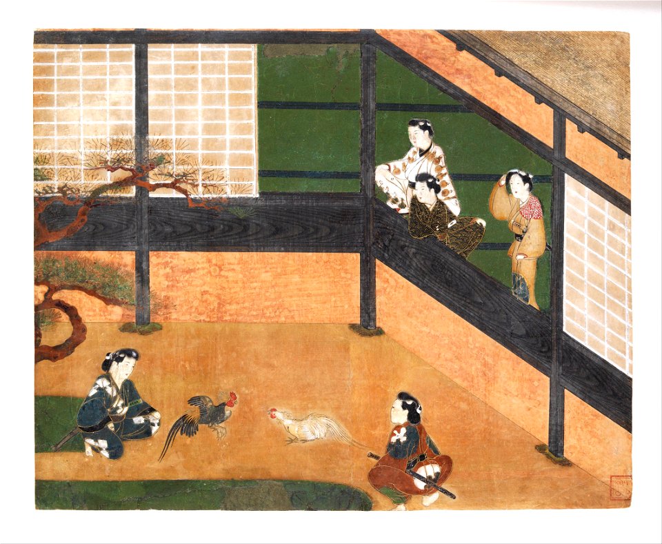 Anonymous, Japanese - Cockfight - Google Art Project