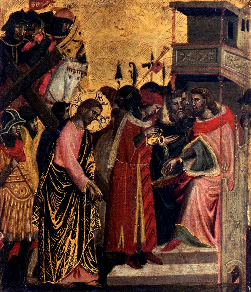 14th-century unknown painters - Christ before Pilate - WGA23905
