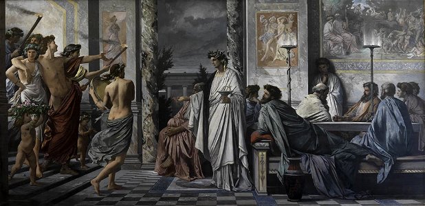 Anselm Feuerbach - Das Gastmahl des Plato - 813 - Staatliche Kunsthalle Karlsruhe. Free illustration for personal and commercial use.