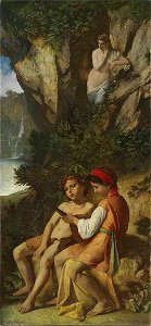 Anselm-feuerbach-musizierende-kinder-von-einer-nymphe-belauscht